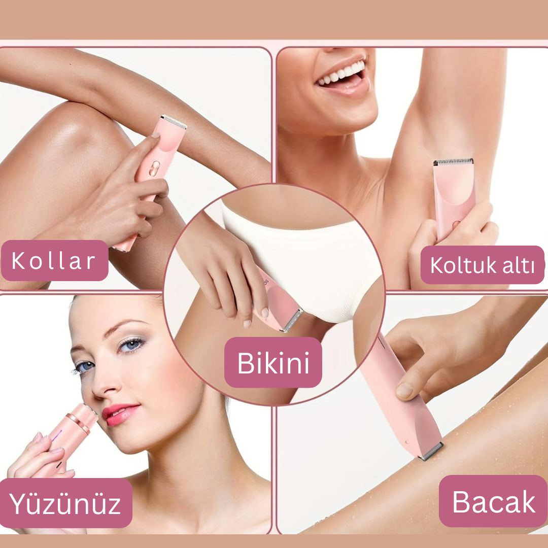 2'si 1 Arada Ağrısız Bikini Bölgesi Tıraş Makinesi – Su Geçirmez & Hassas Ciltler İçin Uygun