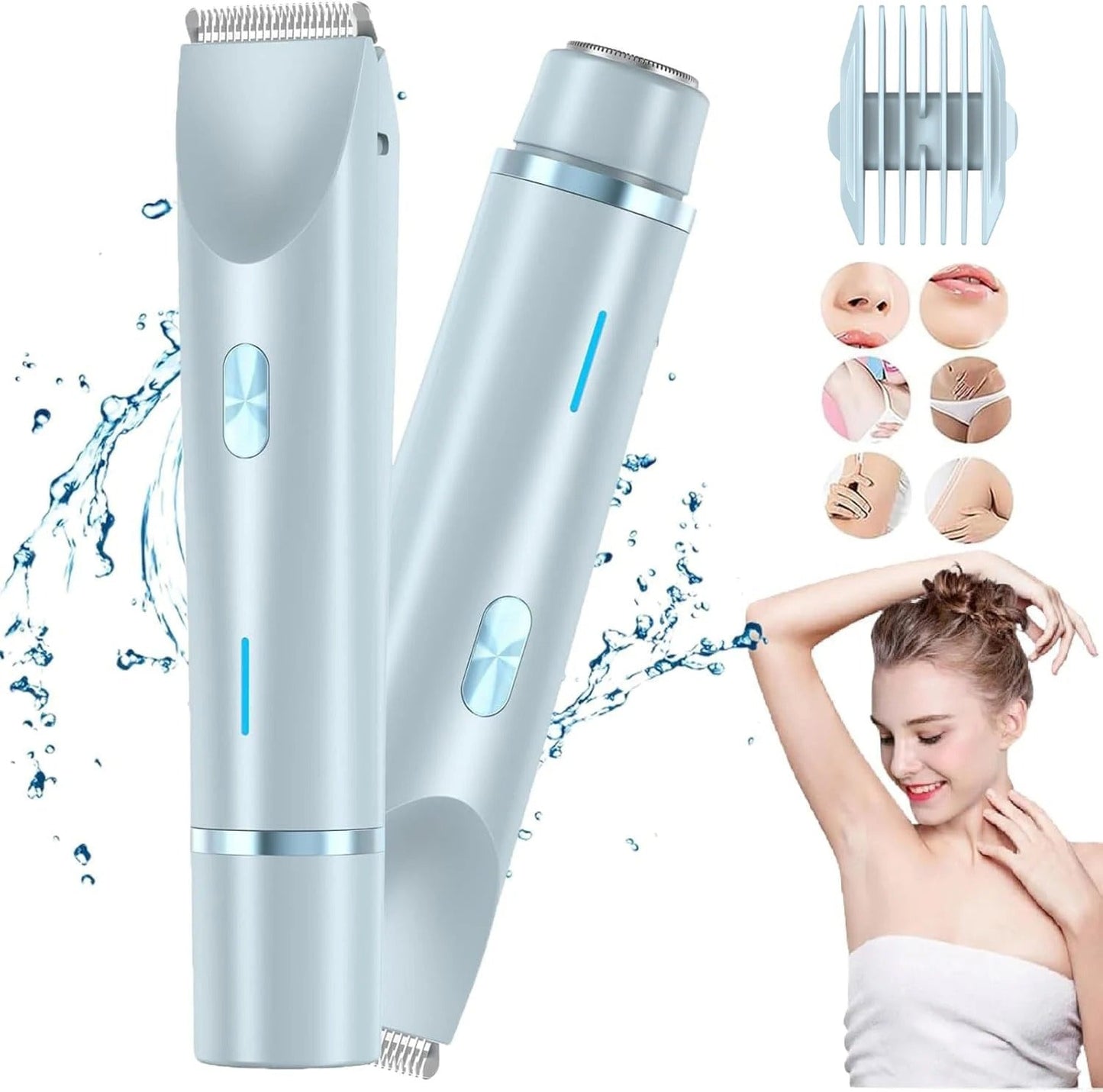 2'si 1 Arada Ağrısız Bikini Bölgesi Tıraş Makinesi – Su Geçirmez & Hassas Ciltler İçin Uygun